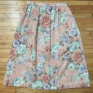 Vintage Alfred Dunner Pink Floral Midi Skirt